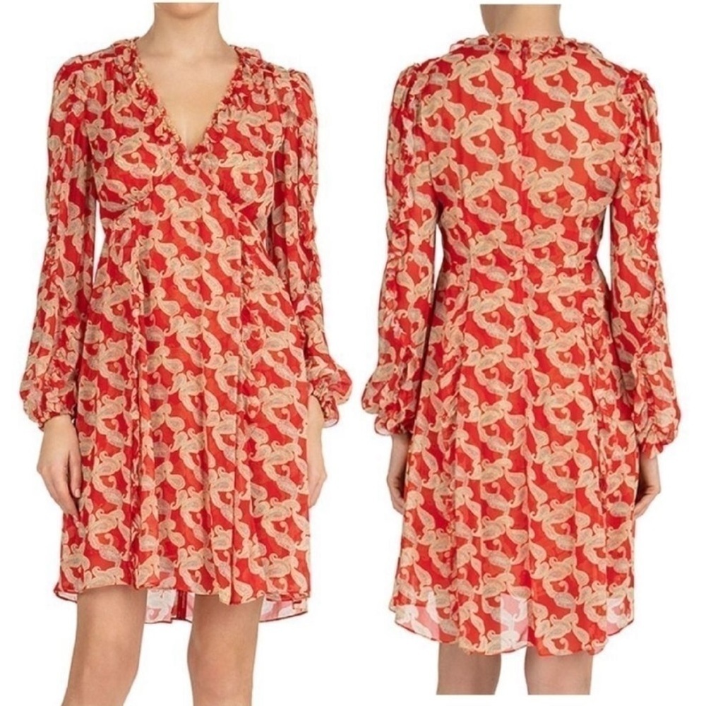 THE KOOPLES: WRAPAROUND SHORT PRINTED DRESS WITH FRILLS ❤️ size 2